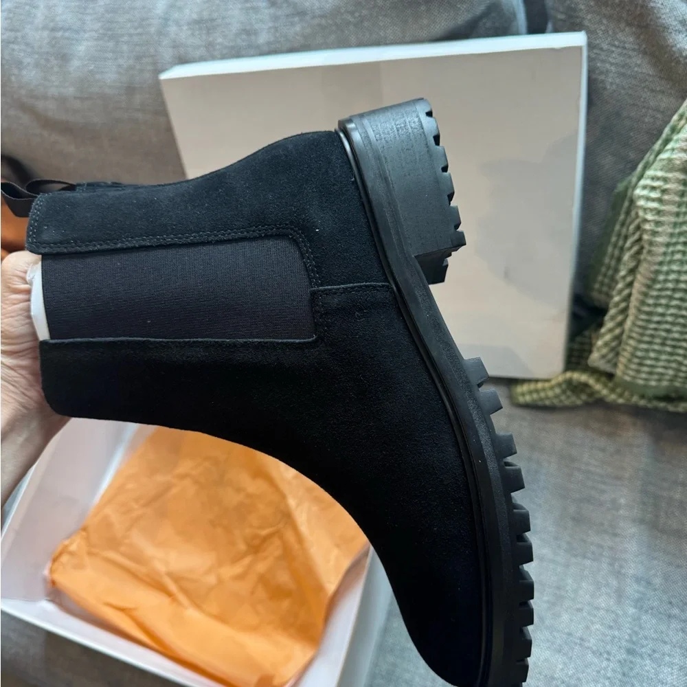 Quince Black Suede Chelsea Boots with Pull Tabs - Picture 5 of 10